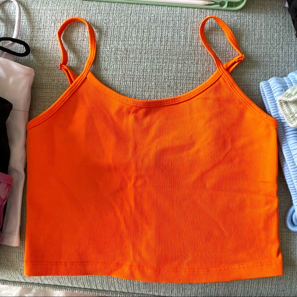 Balance Athletica ribbed crop tank top - mango orange